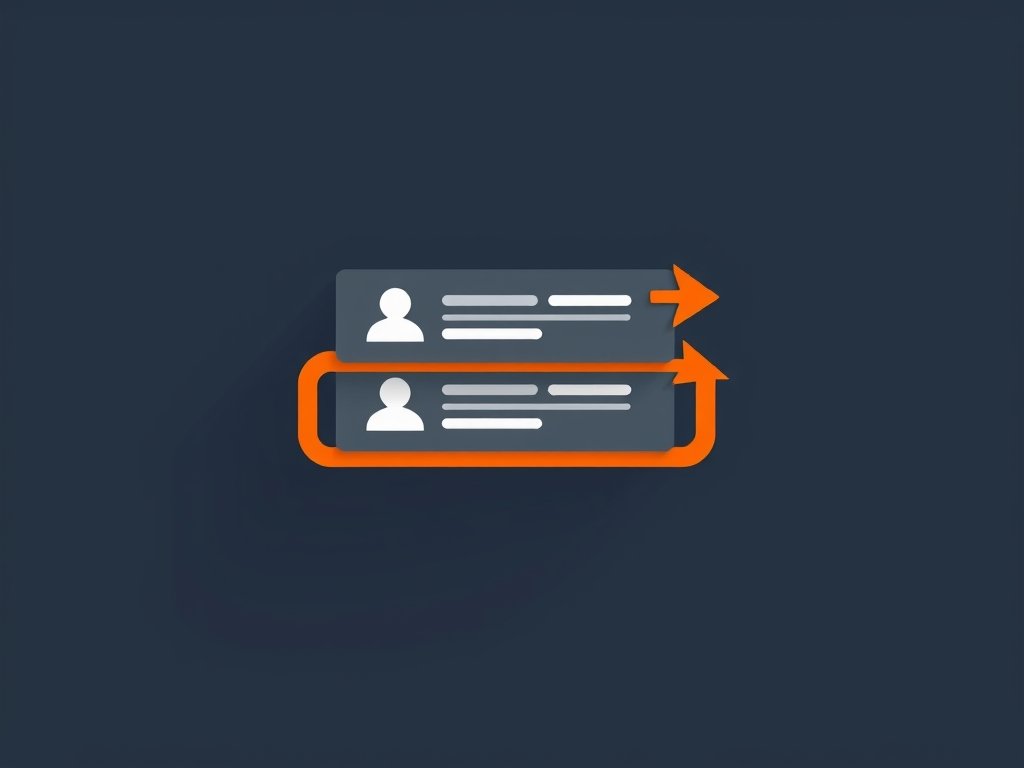 Stapeling van websitekaarten met oranje verbindingspijlen op een donkere achtergrond als visuele metafoor voor een linkprofiel.