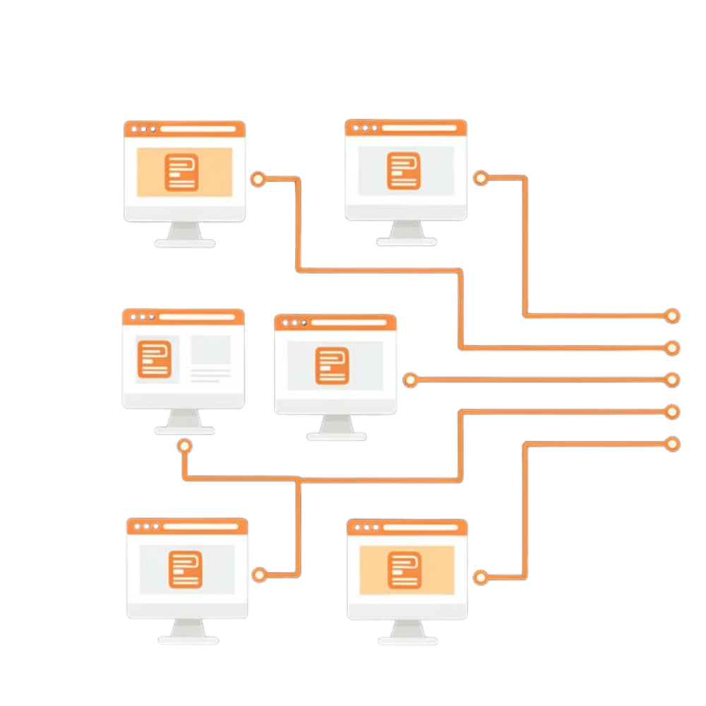 illustratie van een linkbuilding strategie waarbij 1 website linkt naar meerdere websites